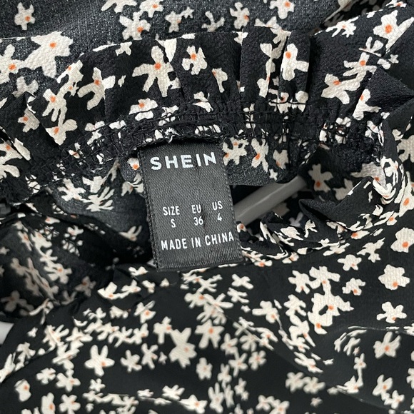 Shein Ditsy Floral Frill Neck Ruffle Hem Dress - Picture 8 of 8